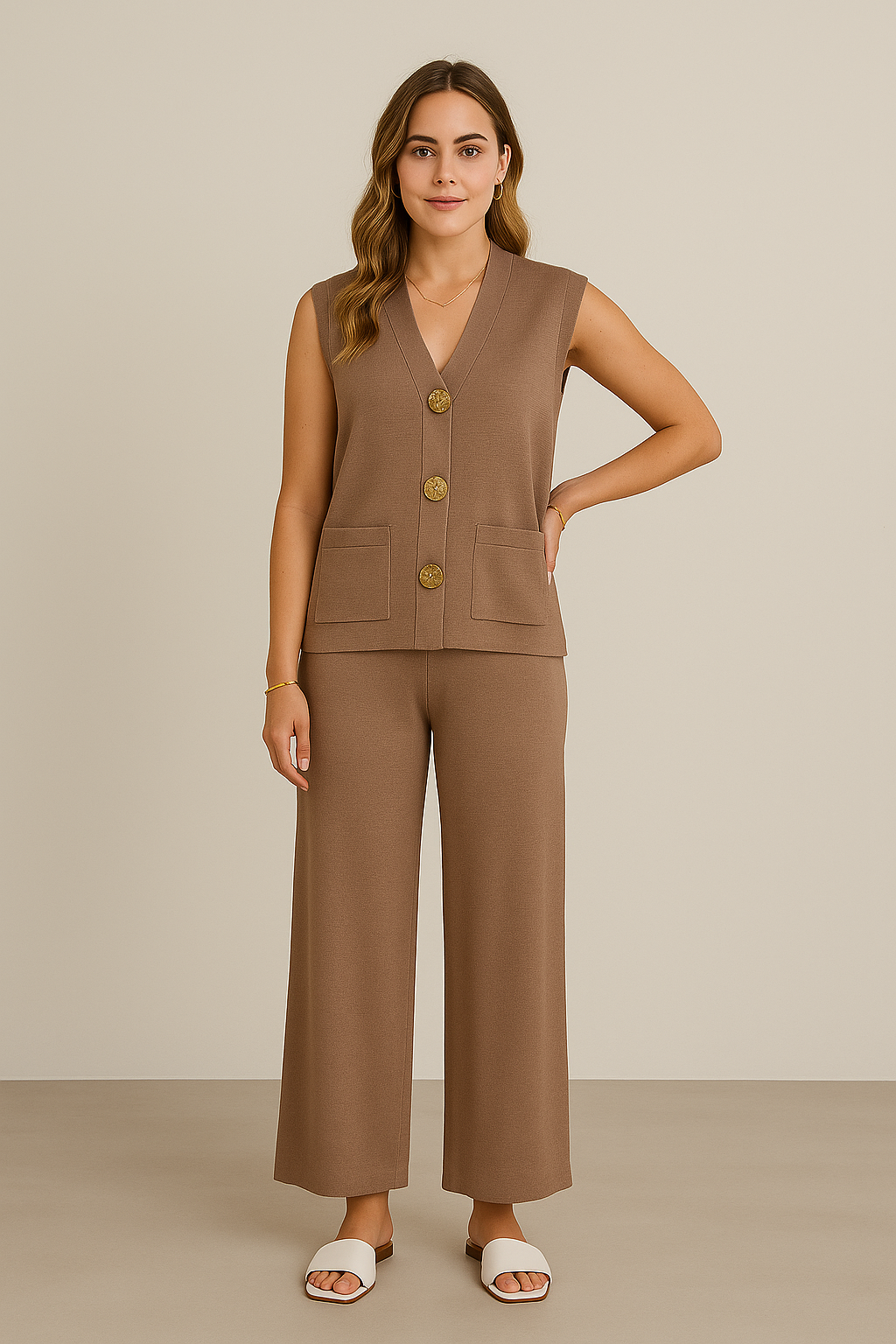 LILIAN | BUTTON-FRONT VEST SET