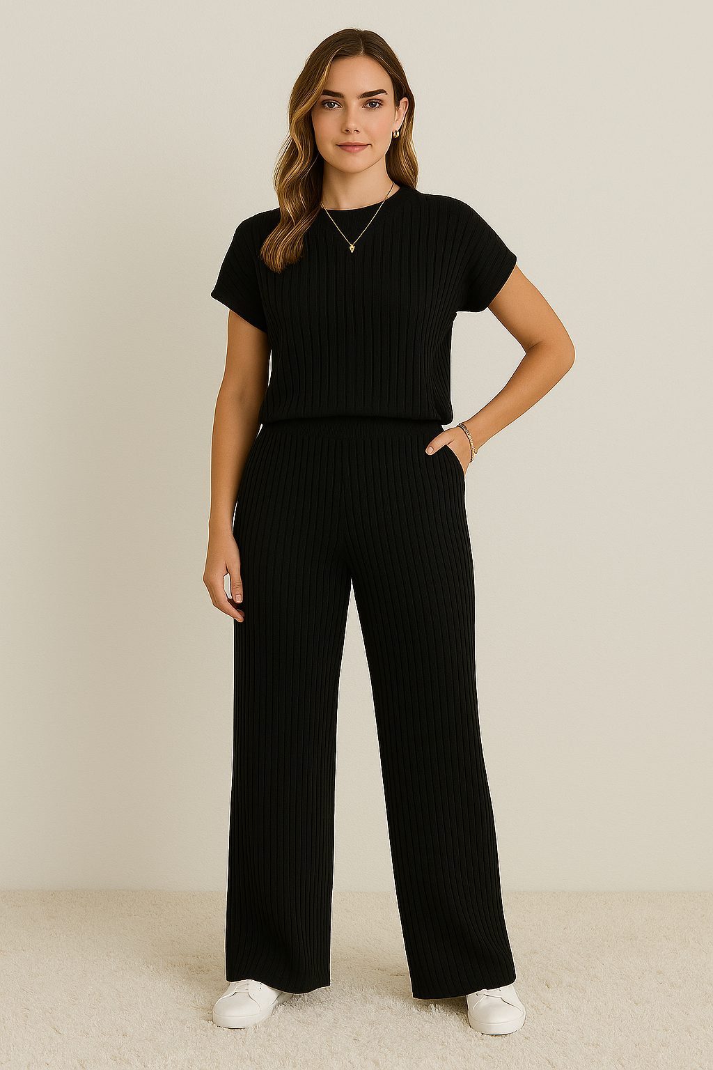 LUCILLE | RIBBED KNIT LOUNGE SET