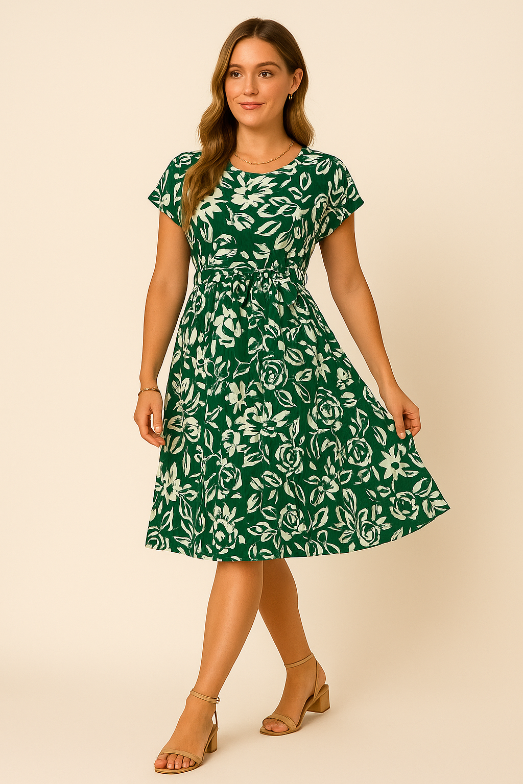 SKYLAR | BLOOM GRACE BELTED MIDI DRESS