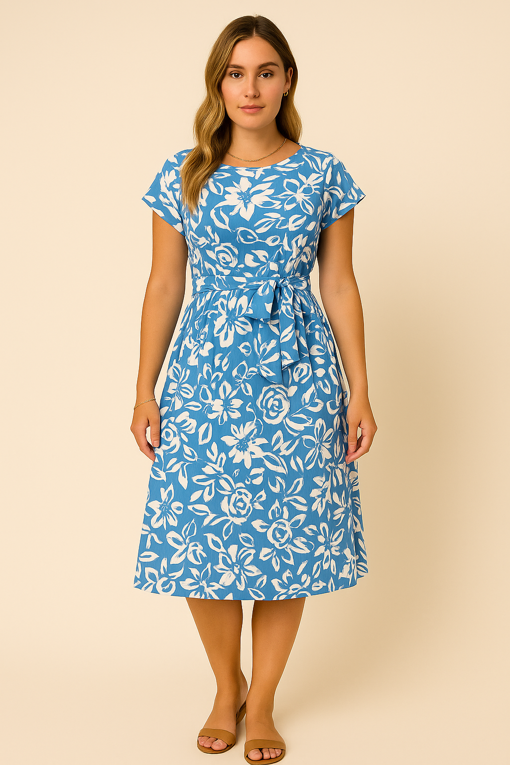 SKYLAR | BLOOM GRACE BELTED MIDI DRESS