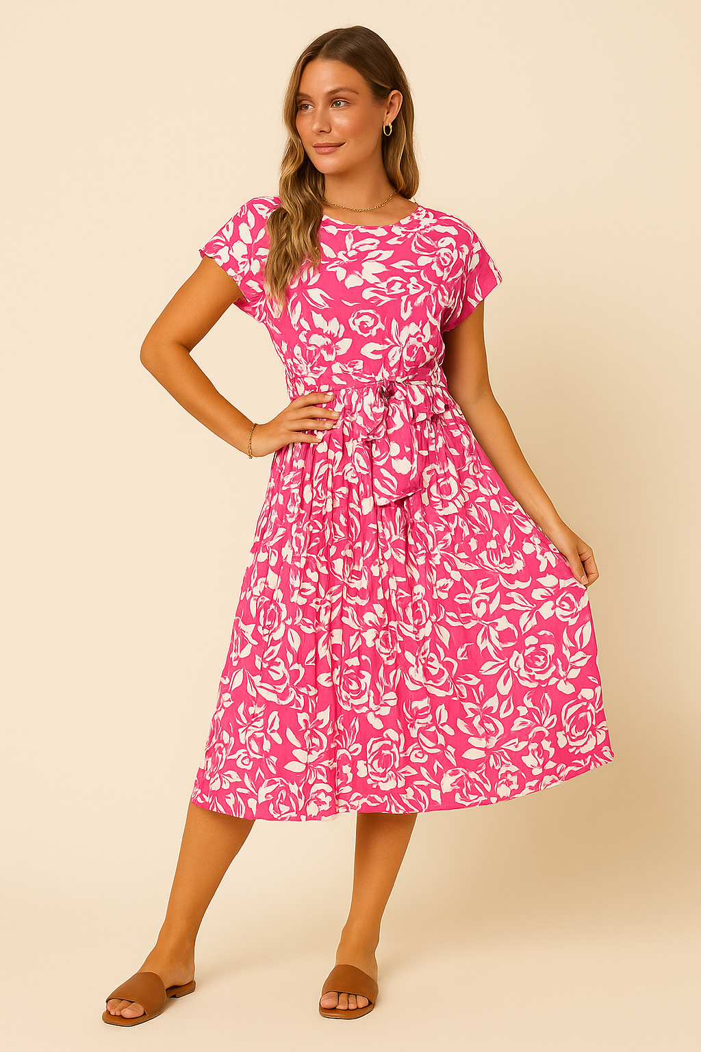 SKYLAR | BLOOM GRACE BELTED MIDI DRESS