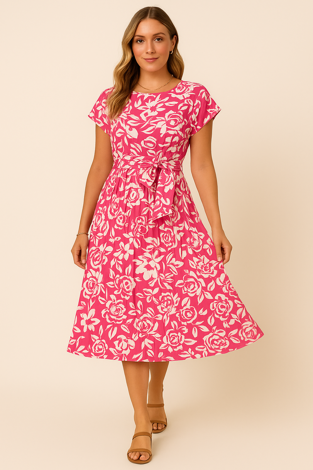 SKYLAR | BLOOM GRACE BELTED MIDI DRESS
