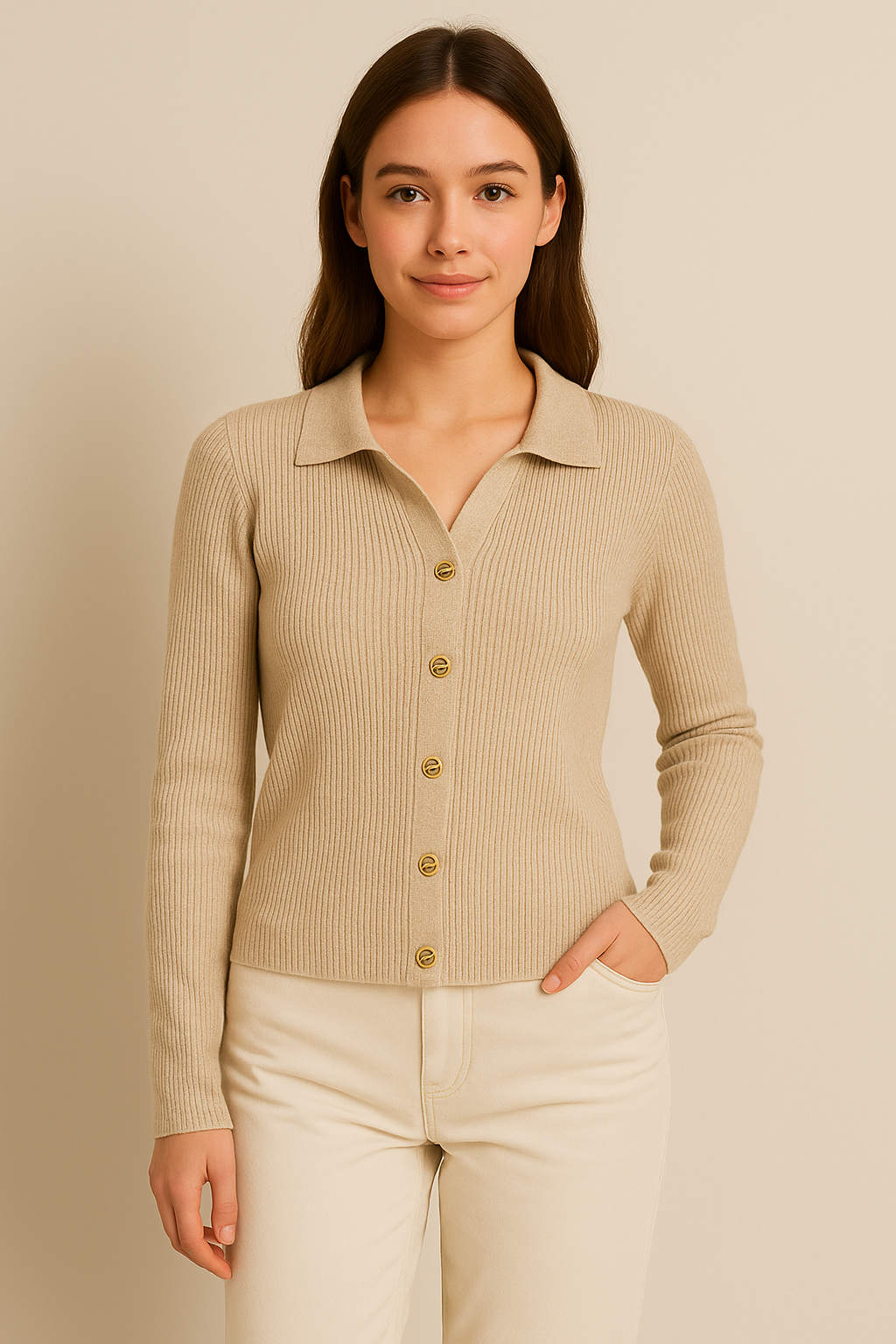 CLAIRE | RIBBED BUTTON-DOWN CARDIGAN
