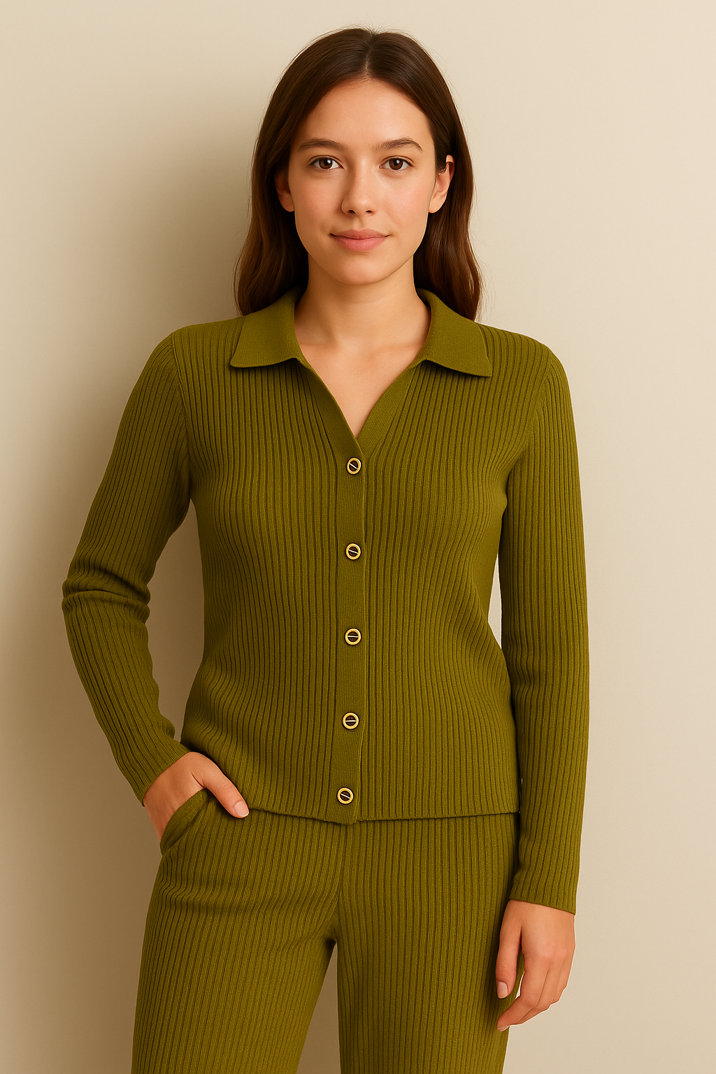 CLAIRE | RIBBED BUTTON-DOWN CARDIGAN