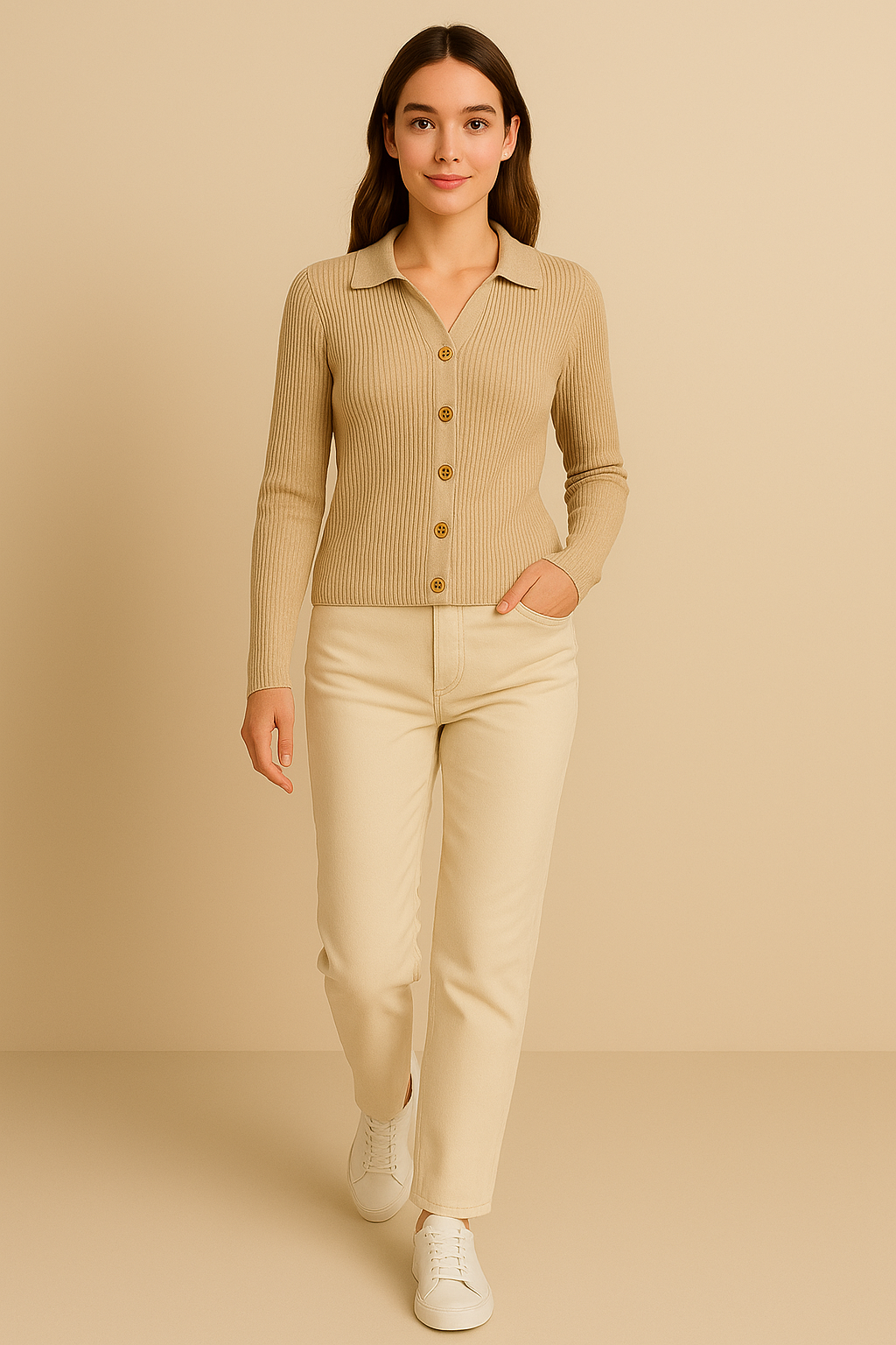 CLAIRE | RIBBED BUTTON-DOWN CARDIGAN