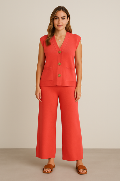 LILIAN | BUTTON-FRONT VEST SET