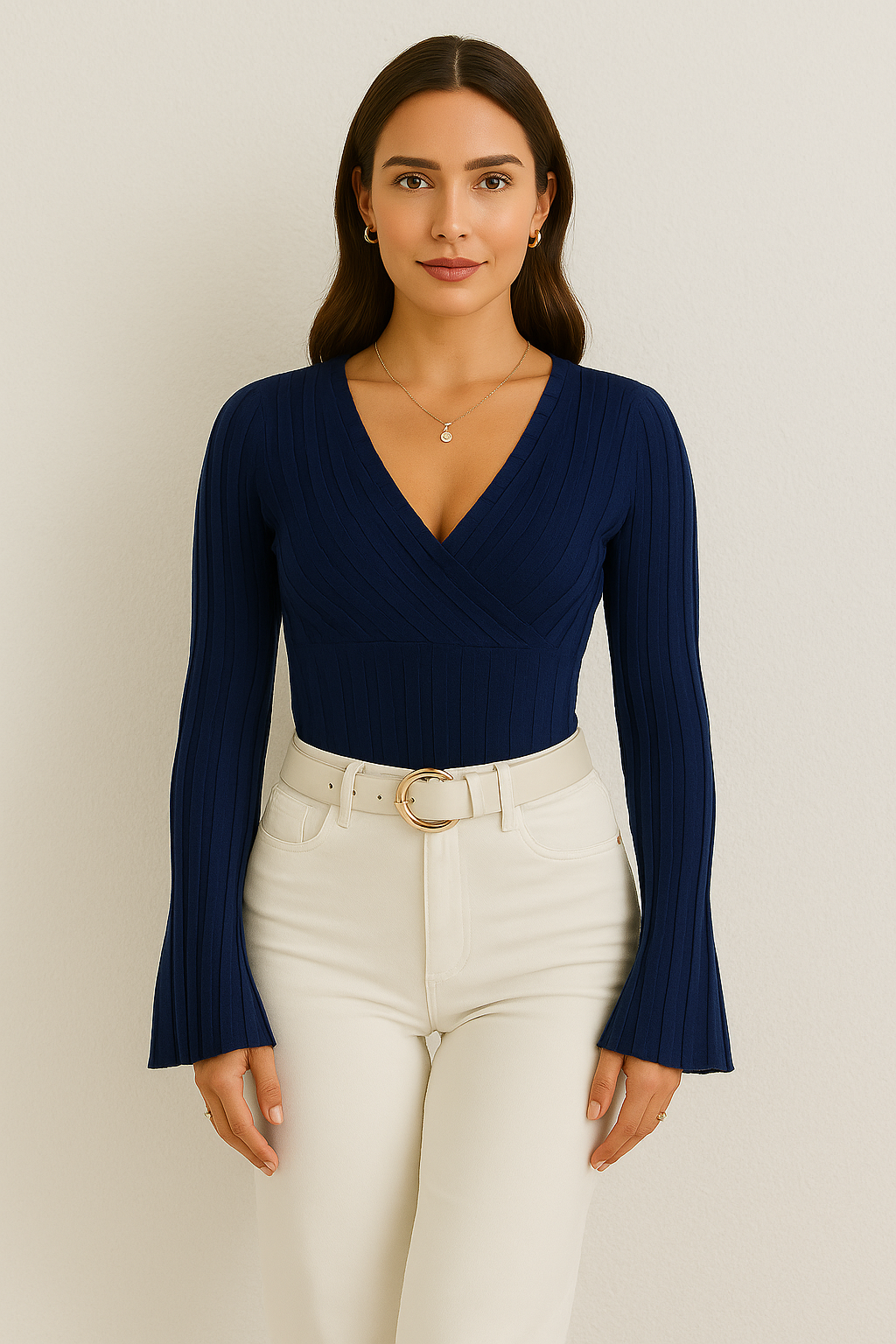 LYDIA | FLARE-SLEEVE WRAP TOP