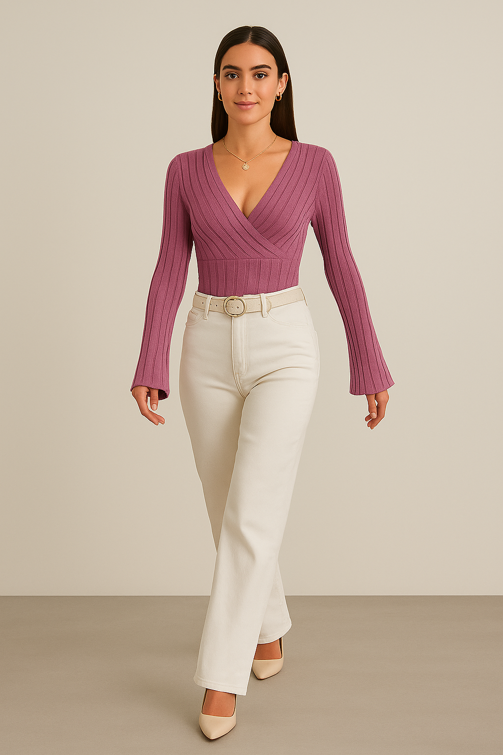 LYDIA | FLARE-SLEEVE WRAP TOP