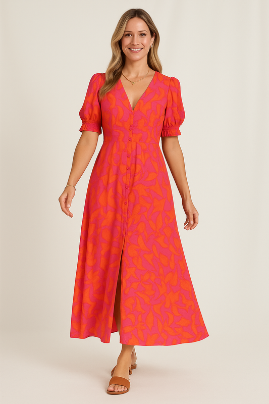 SAMANTHA | PUFF SLEEVE PRINTED FLORAL DRESS