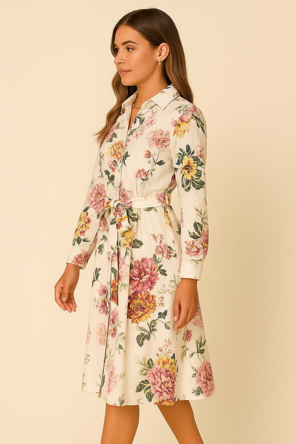 SARAI | GARDEN WHISPER BELTED MIDI DRESS