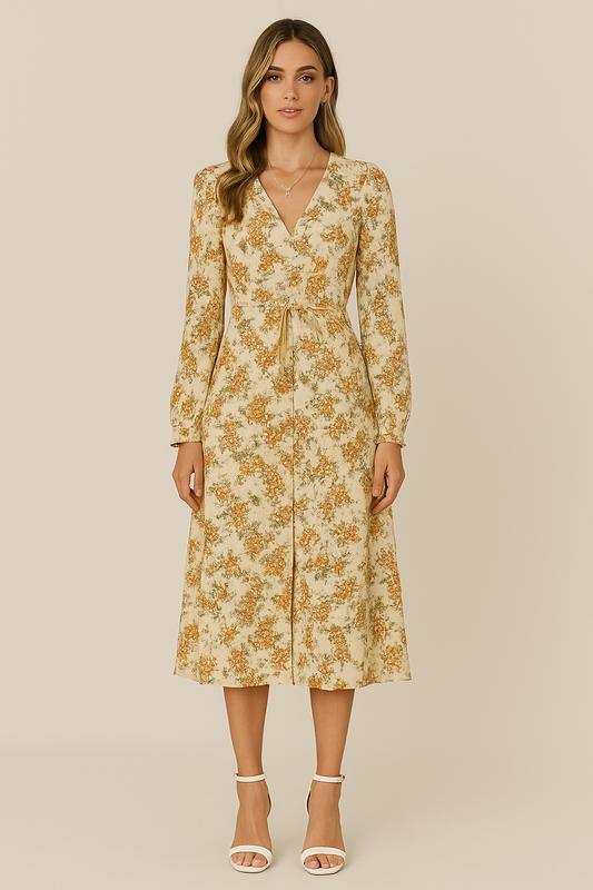 SUSAN | SUNLIT BLOOM WRAP MIDI DRESS