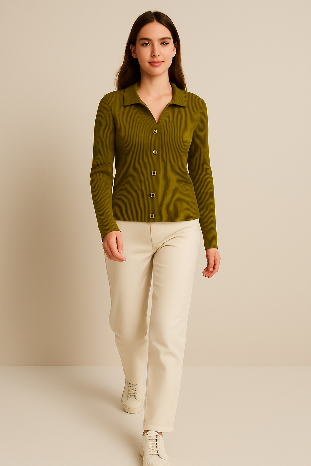 CLAIRE | RIBBED BUTTON-DOWN CARDIGAN